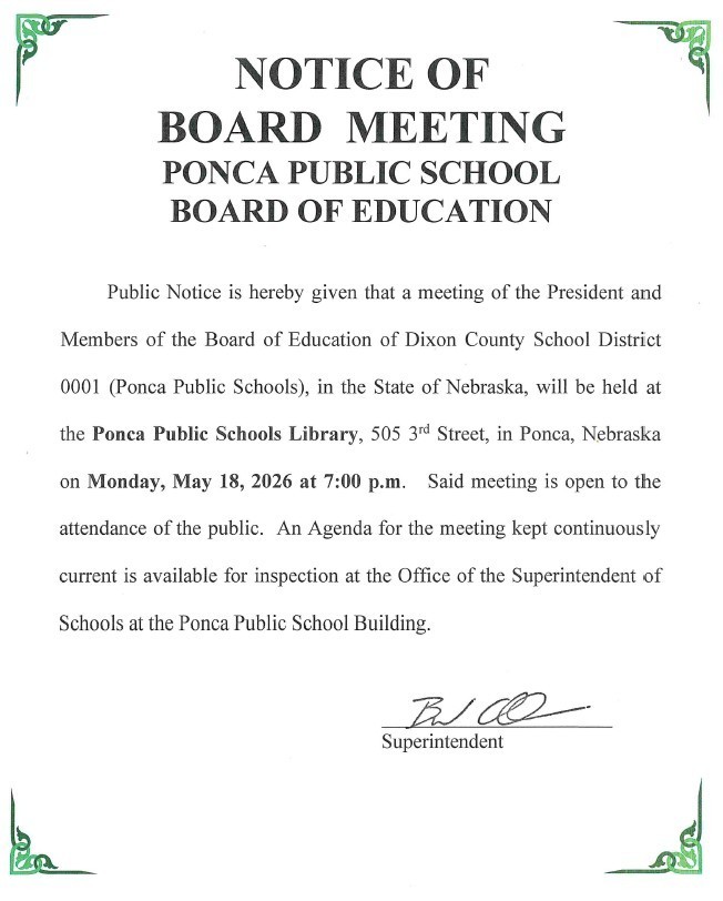 May School Board Meeting Notice