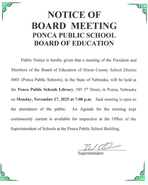 November School Board Meeting Notice