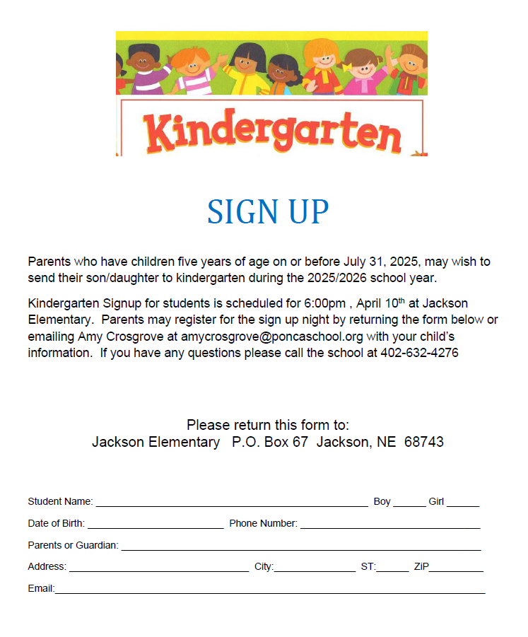 Kindergarten Sign Up