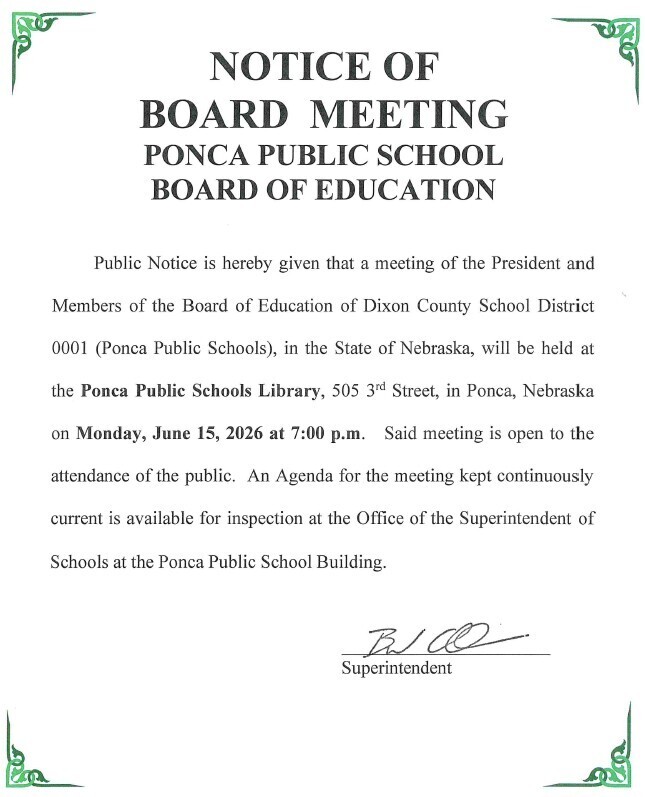 June School Board Meeting Notice