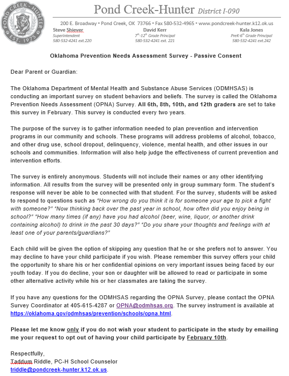 OPNA Survey Information