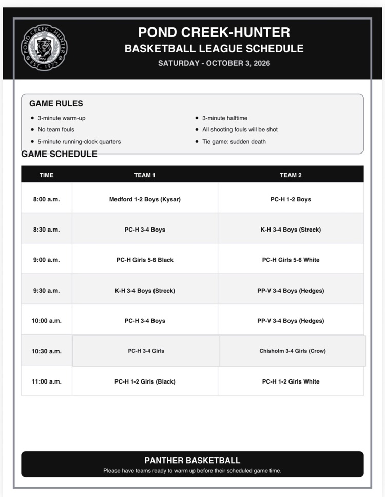 Saturday ball schedule