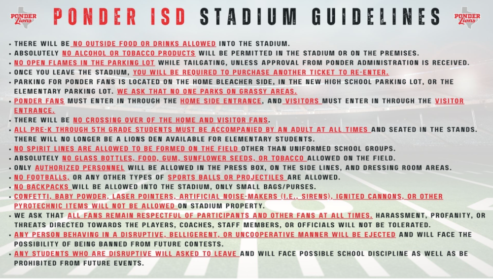 Stadium Guidelines