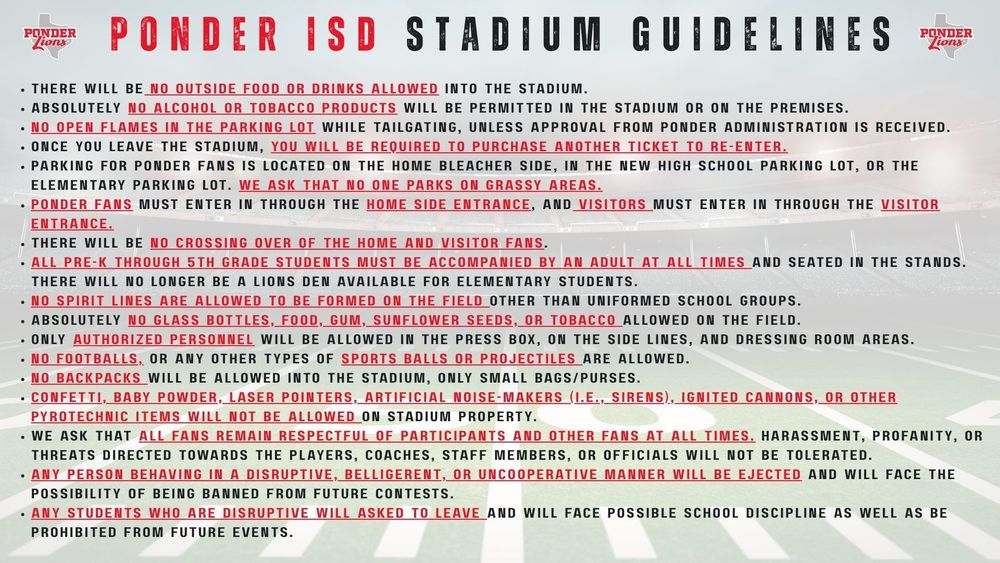 Stadium Guidelines