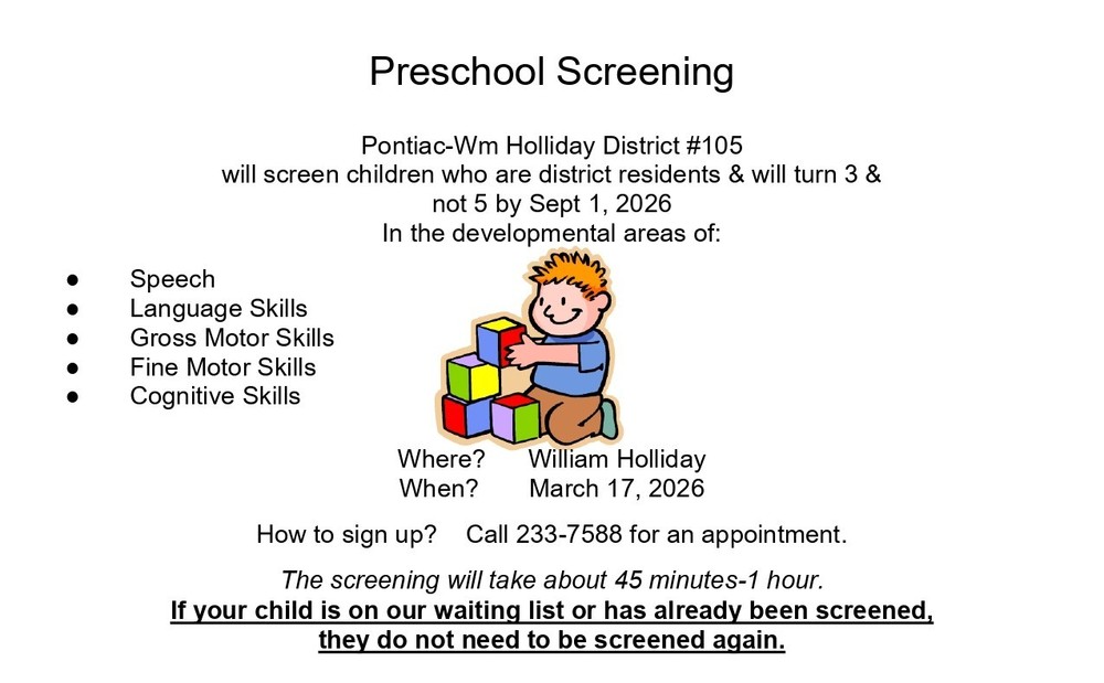 2026-2027 Pre-School Screening