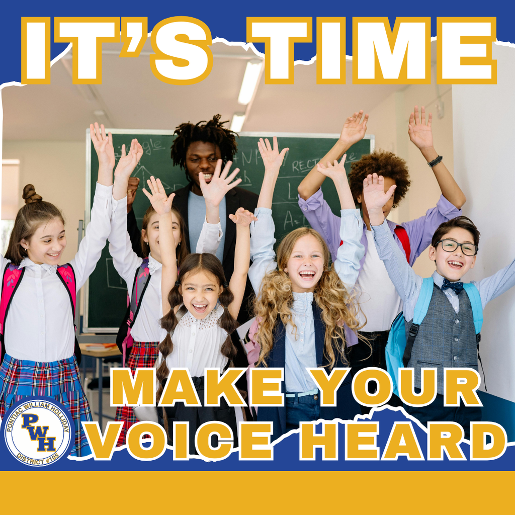 🗳️ It’s Election Day! Today, March 17, 2026, the Pontiac William Holliday School District 105 bond referendum is on the ballot. Polls are open 6 a.m. to 7 p.m., so there’s plenty of time to get to your polling place and make your voice heard. To learn more, visit pwh105.org/page/bond-referendum.