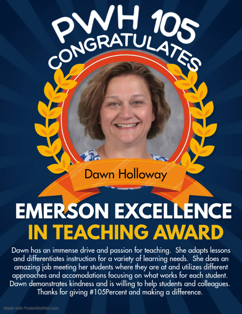 Congratulations to Mrs. Dawn Holloway, our 2026 Emerson Excellence in Teaching Award recipient!