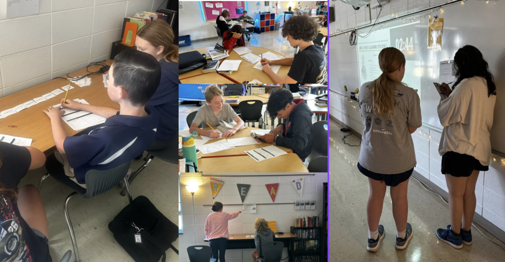 Students working on learning stations.