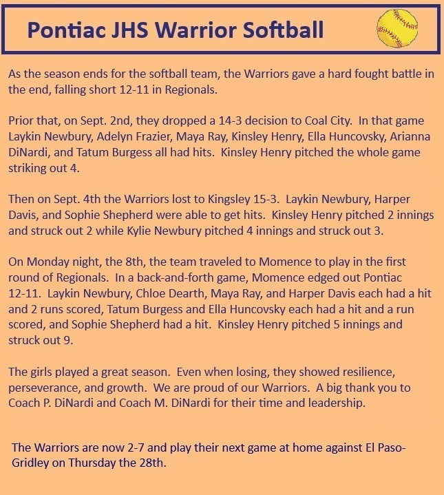 Softball Update