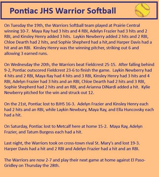 Softball Update