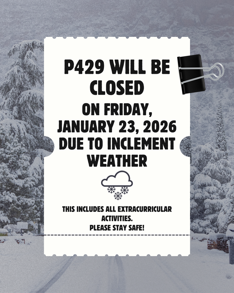 No school Friday 1/23 due to inclement weather. This includes all extracurricular activities.