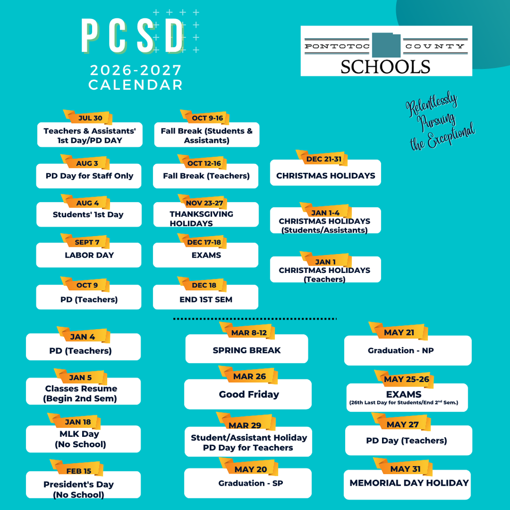 PCSD Academic Calendar 26-27