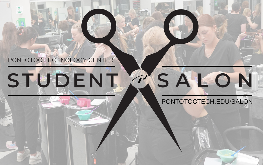 Salon Promo Logo with image of students in the background