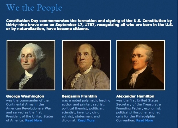 Image of three founding fathers and content found at www.constitutionday.com