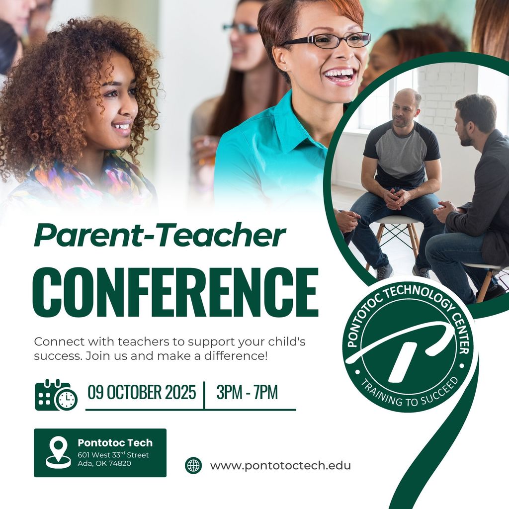 Promotion for parent teacher conferences with people talking to each other