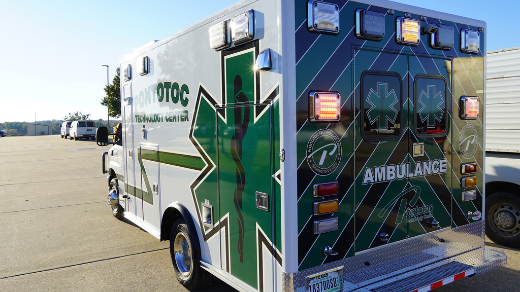 picture of an ambulance from the back left corner