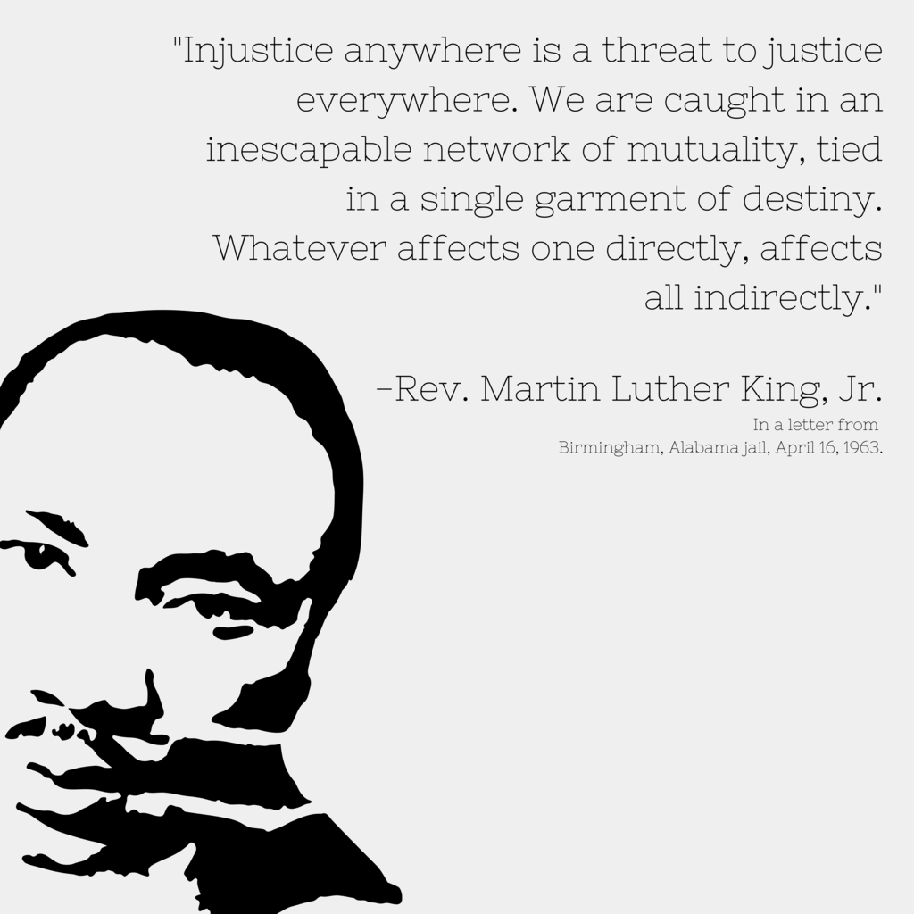 Silhouette of Dr. King with a quote next to it.