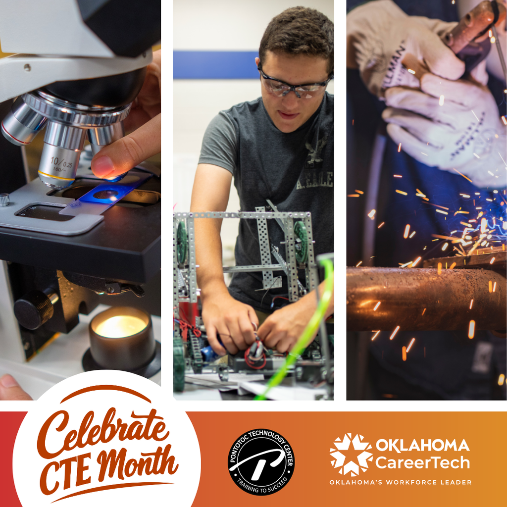 Collage of pictures with students practicing hands-on skills.