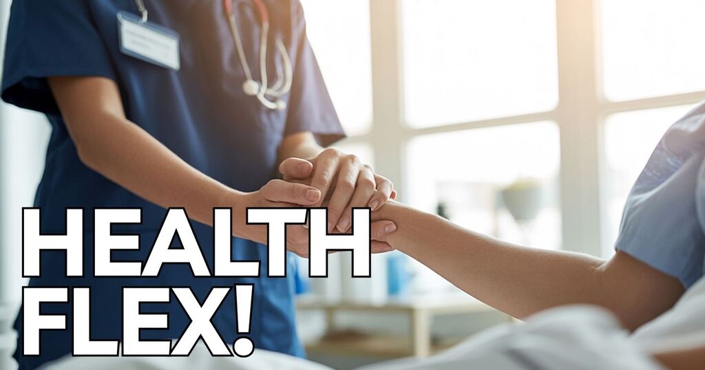 A nurse holding a patients hand.