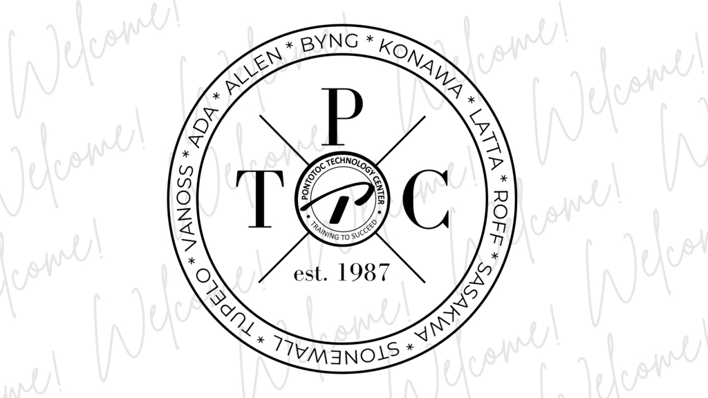 PTC logo on a background that reads "welcome" over and over.