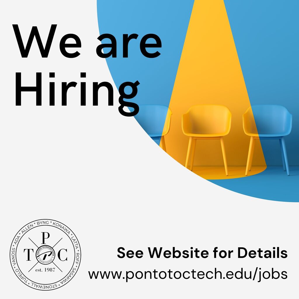 Graphic if a chair with a spotlight on it with the words we are hiring and a website address next to a logo