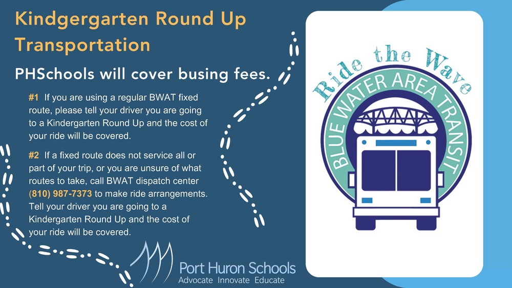 Kindergarten Round Up Transportation graphic