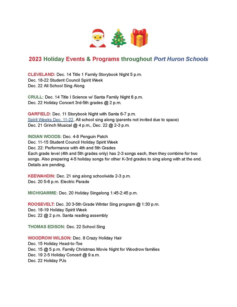 Flyer for holiday events