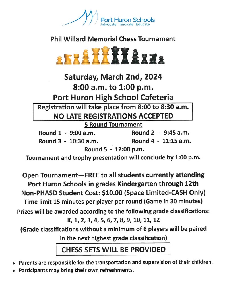 Phil Willard Chess Tournament flyer