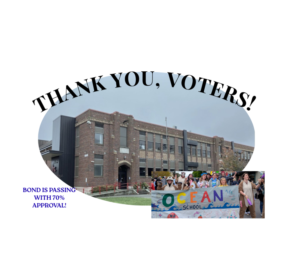 high school main building and OCEAN sign