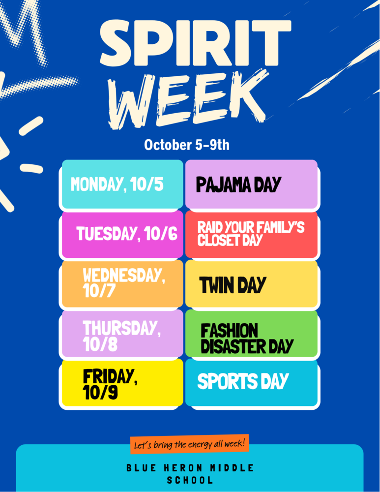 BHMS Spirit Week Schedule