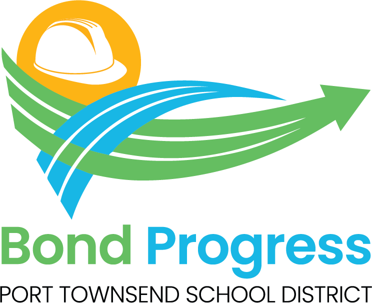 Bond Progress Logo green and blue swoosh arrows and yellow hard hat in sun