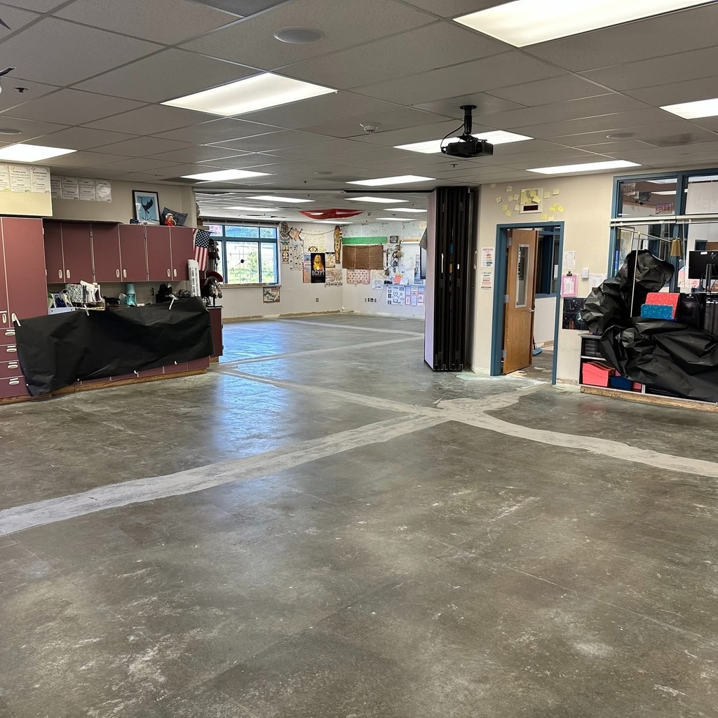 classroom without flooring