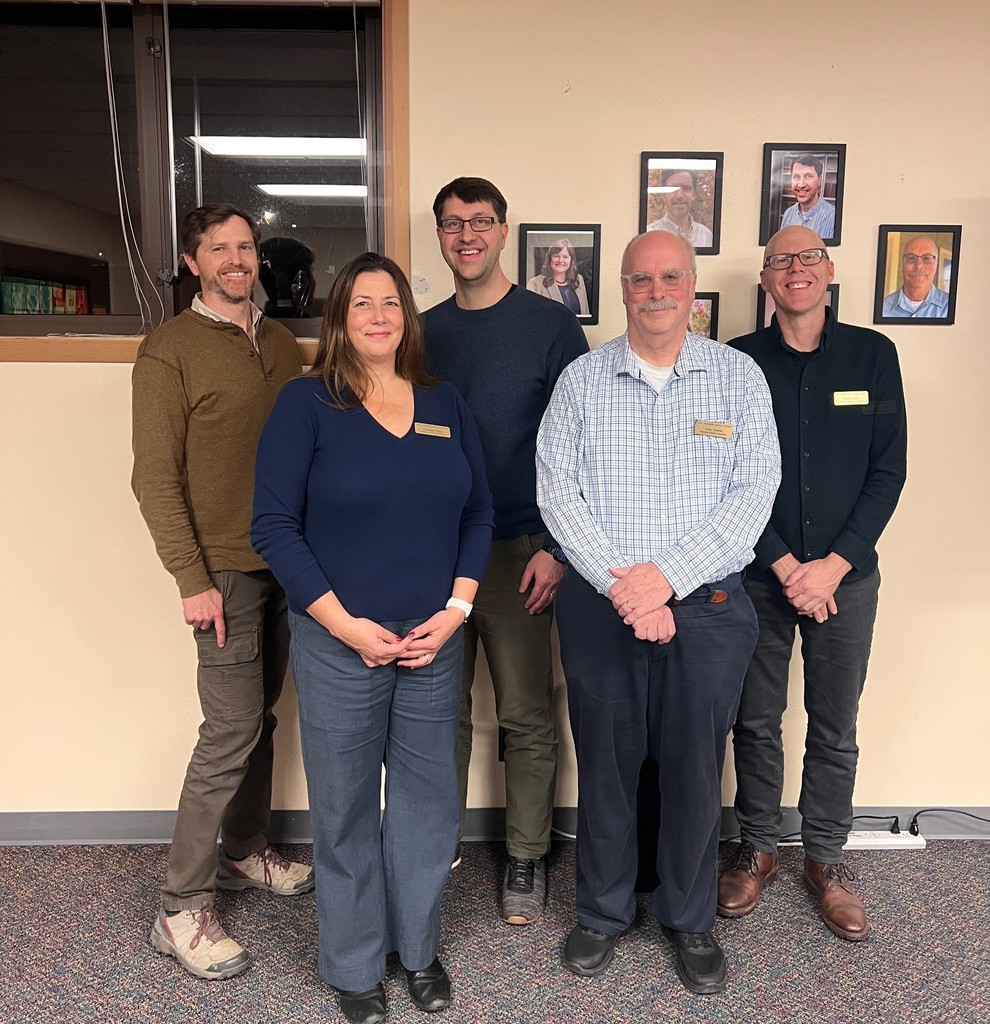 Pictured in the photo, from left to right: Matt Klontz (District 3),  Newly Elected Amanda Grace (At-Large, District), Nathanael O'Hara (At-Large, District 5), John Nowak (District 1), and Simon Little (District 2).