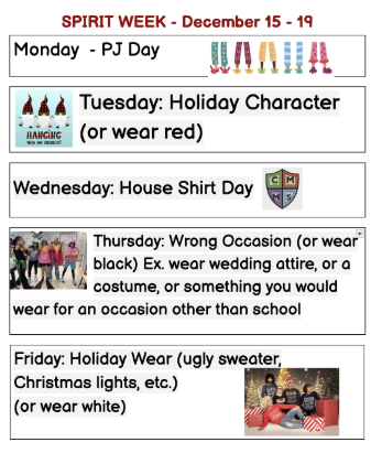 SPIRIT WEEK POSTER with content as read 