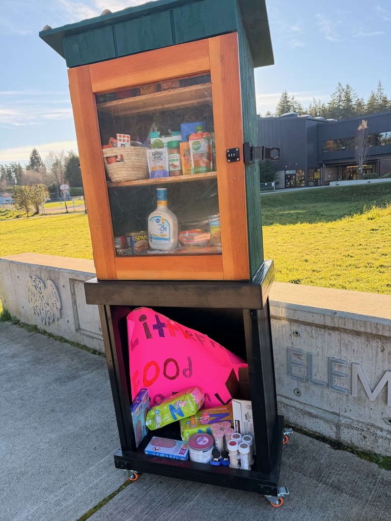 Little free pantry located at Salish Coast Elementary School- food donations welcome!