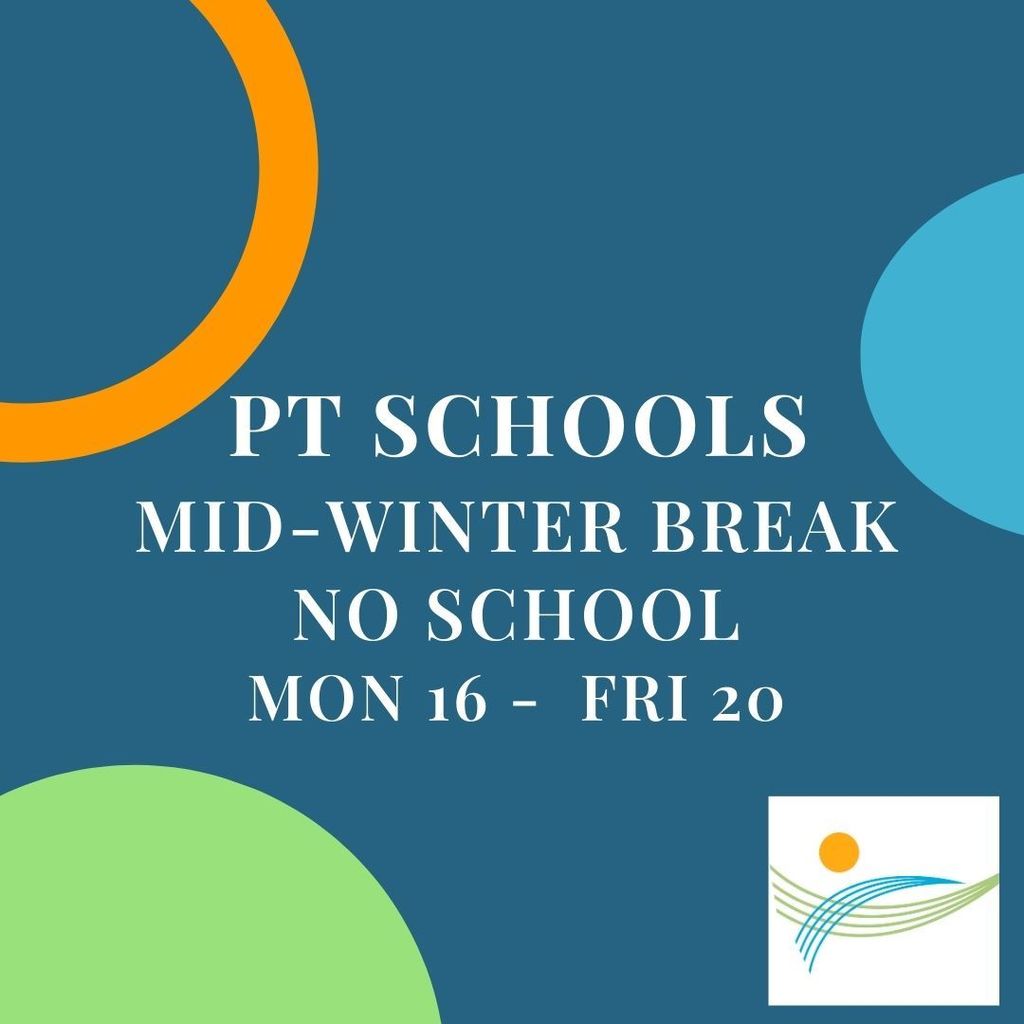 blue background with orange blue and green circles for mid winter break dates 