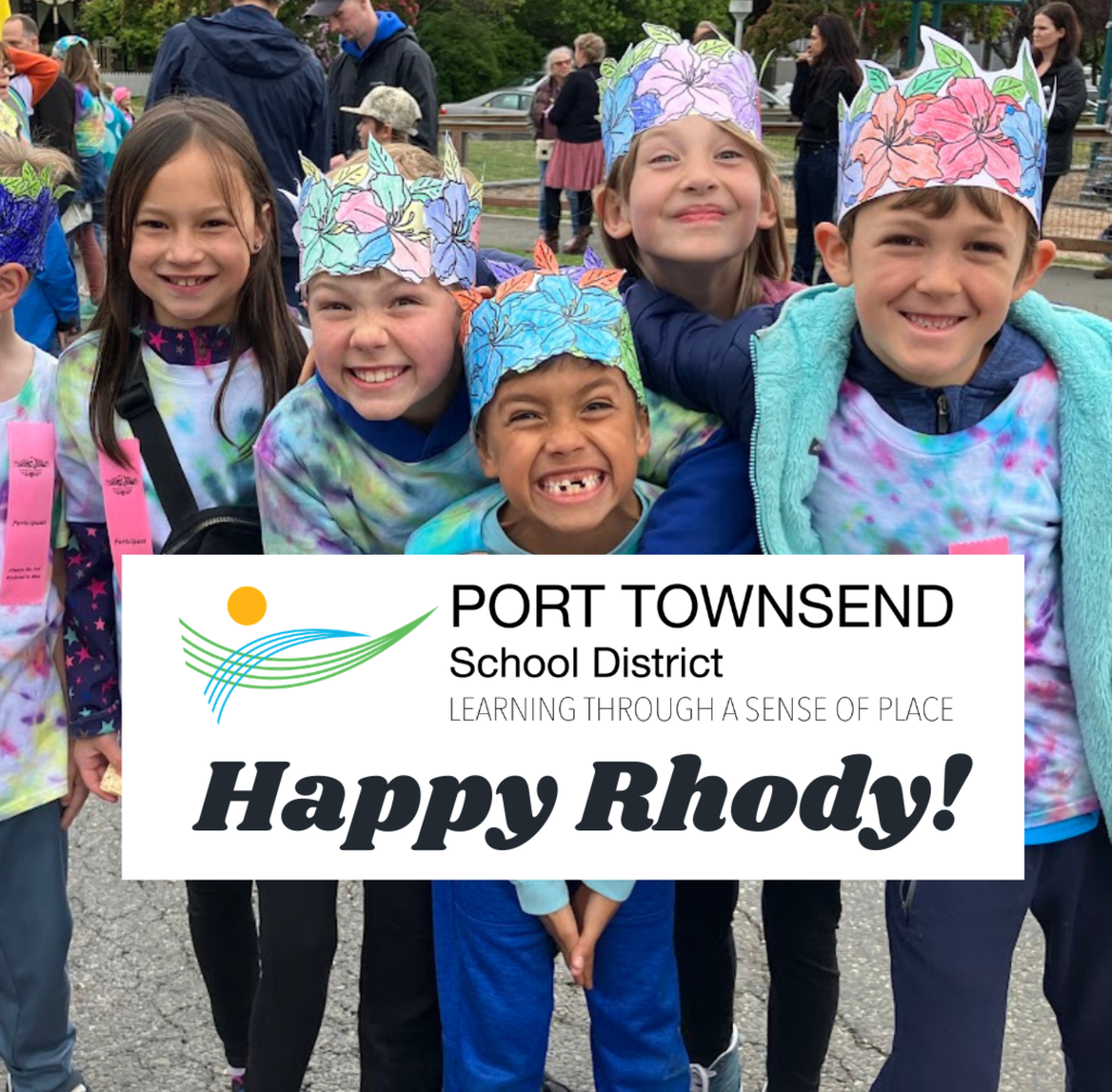 students smiling in colorful shirts - happy rhody from port townsend school district