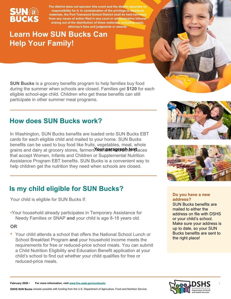 Sunbucks through DSHS for students in need