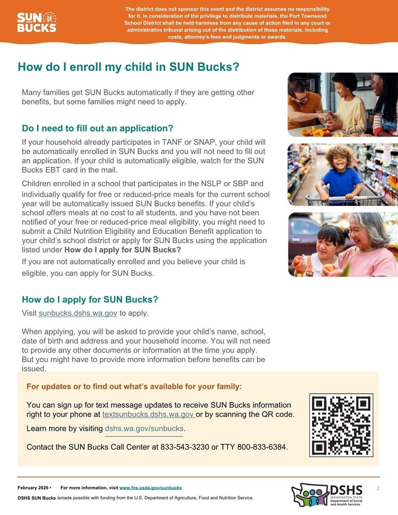 Sunbucks through DSHS for students in need