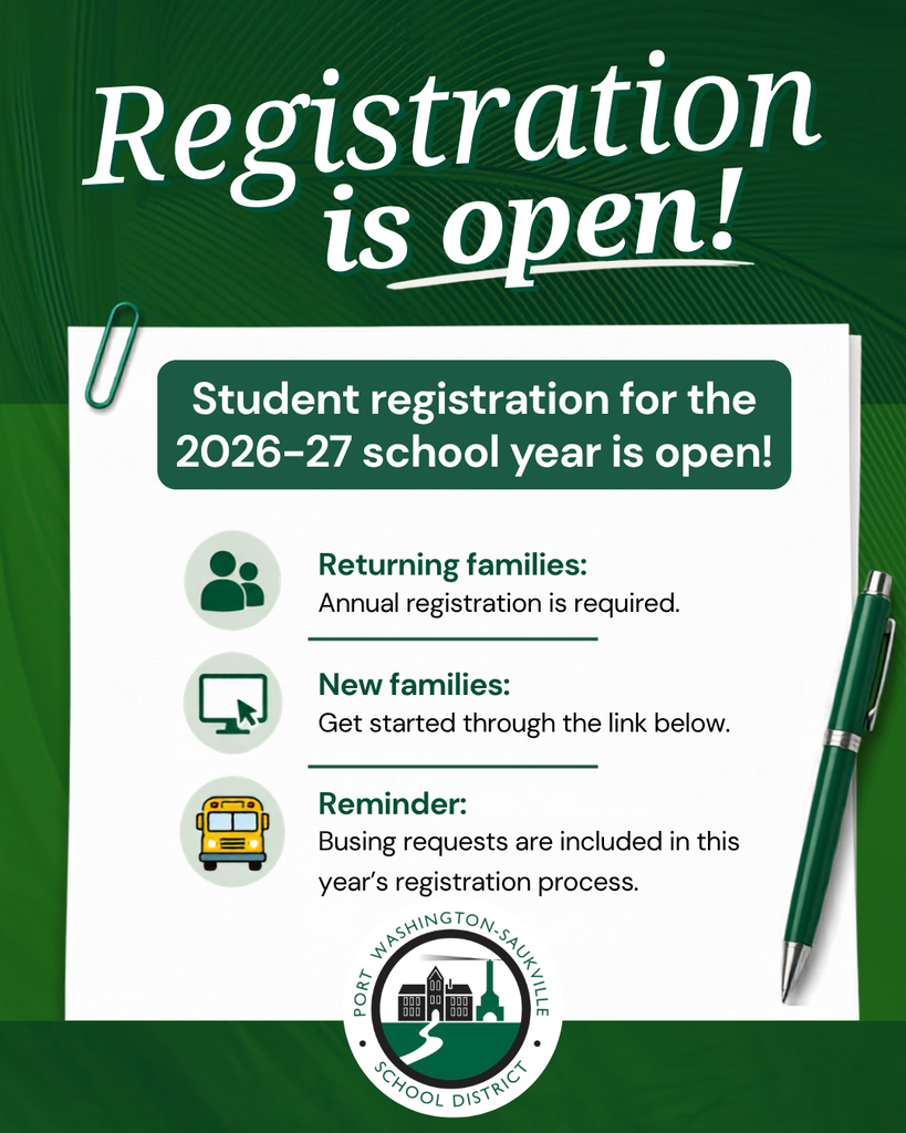 Register today! 2026-2027 Registration is open now. Sign-up for bussing.