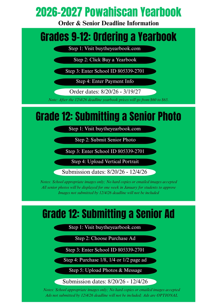 2026-2027 Yearbook Ordering Information