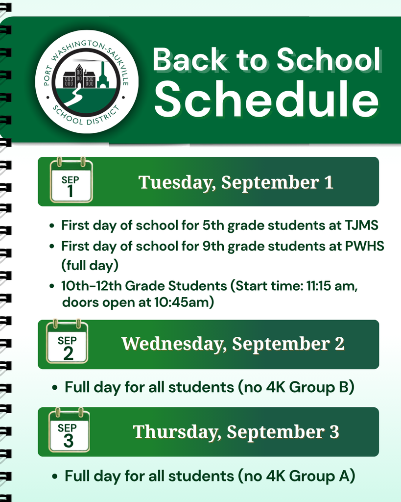 PWSSD Back to School Schedule 
