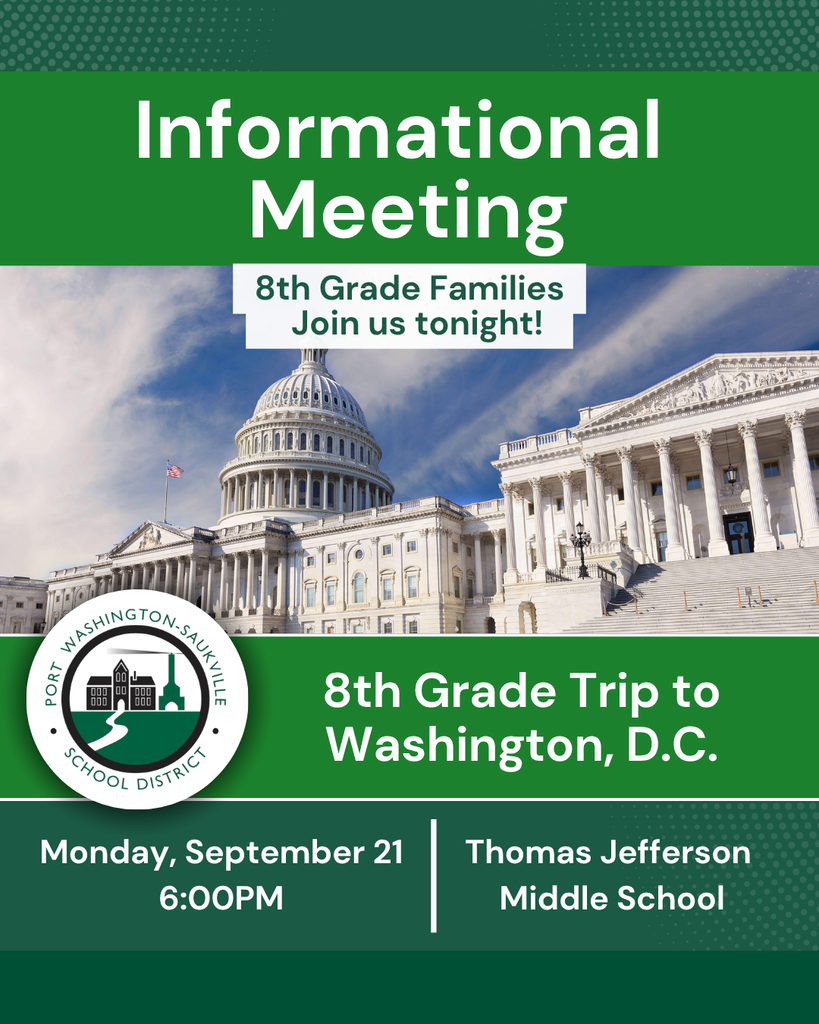 8th grade trip to Washington, D.C. Meeting September 21 at 6PM