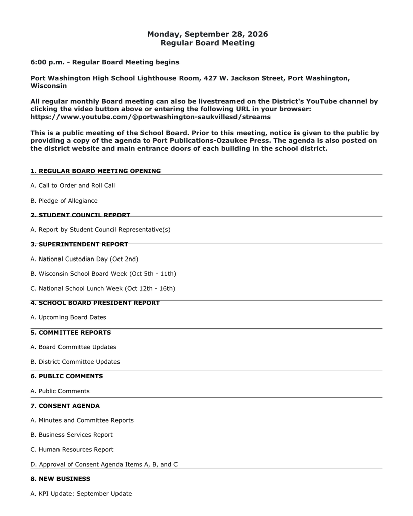 Board Meeting Agenda (9-28-26) Page 1
