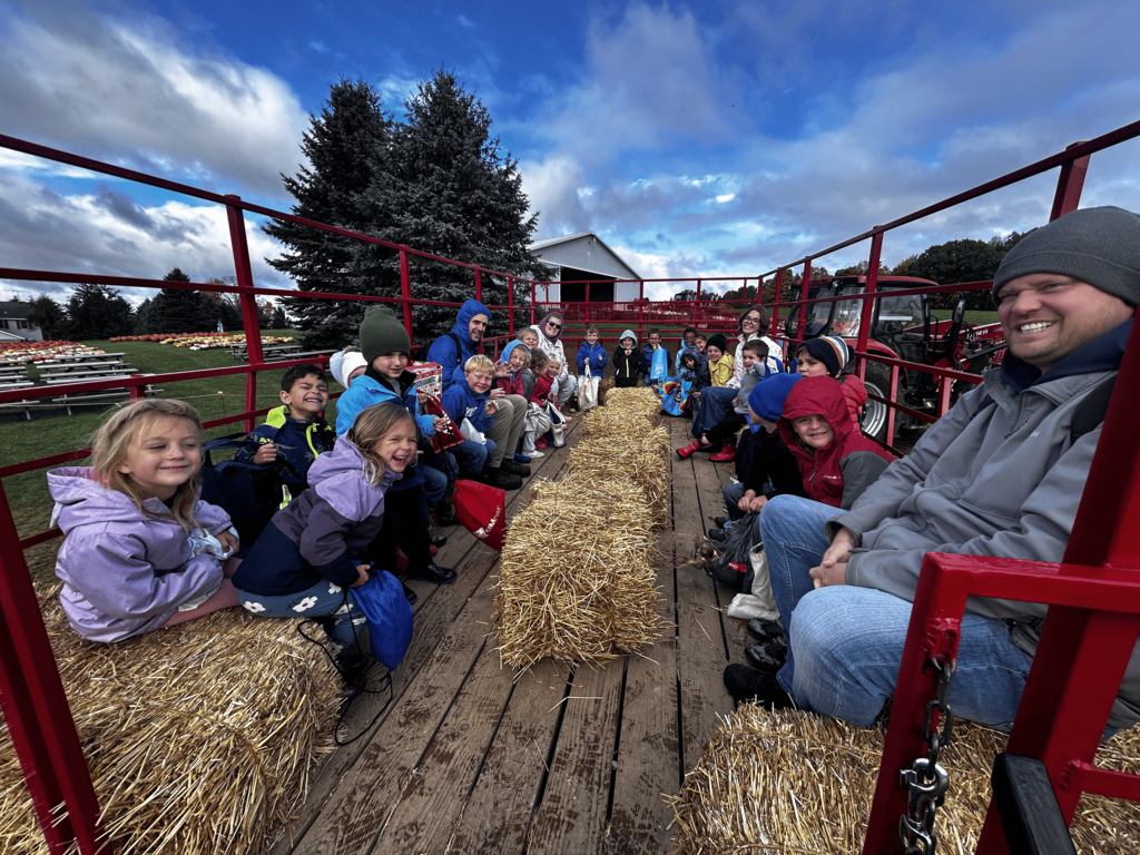 people on hay ride