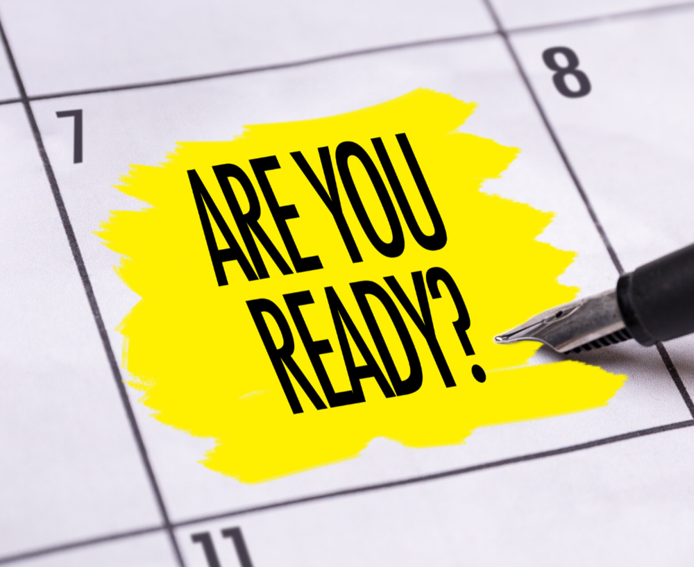 calendar with "Are you Ready" in yellow