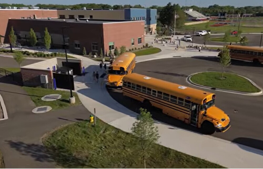 Buses at Portage Central elementary
