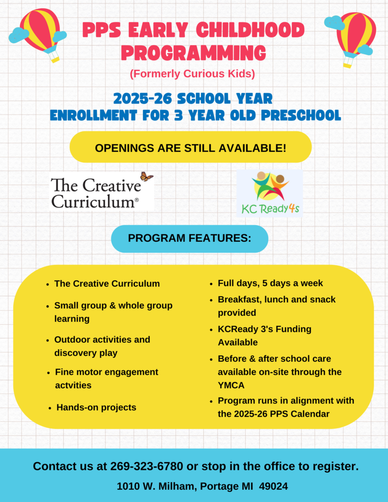 Preschool Enrollment Flyer in color.