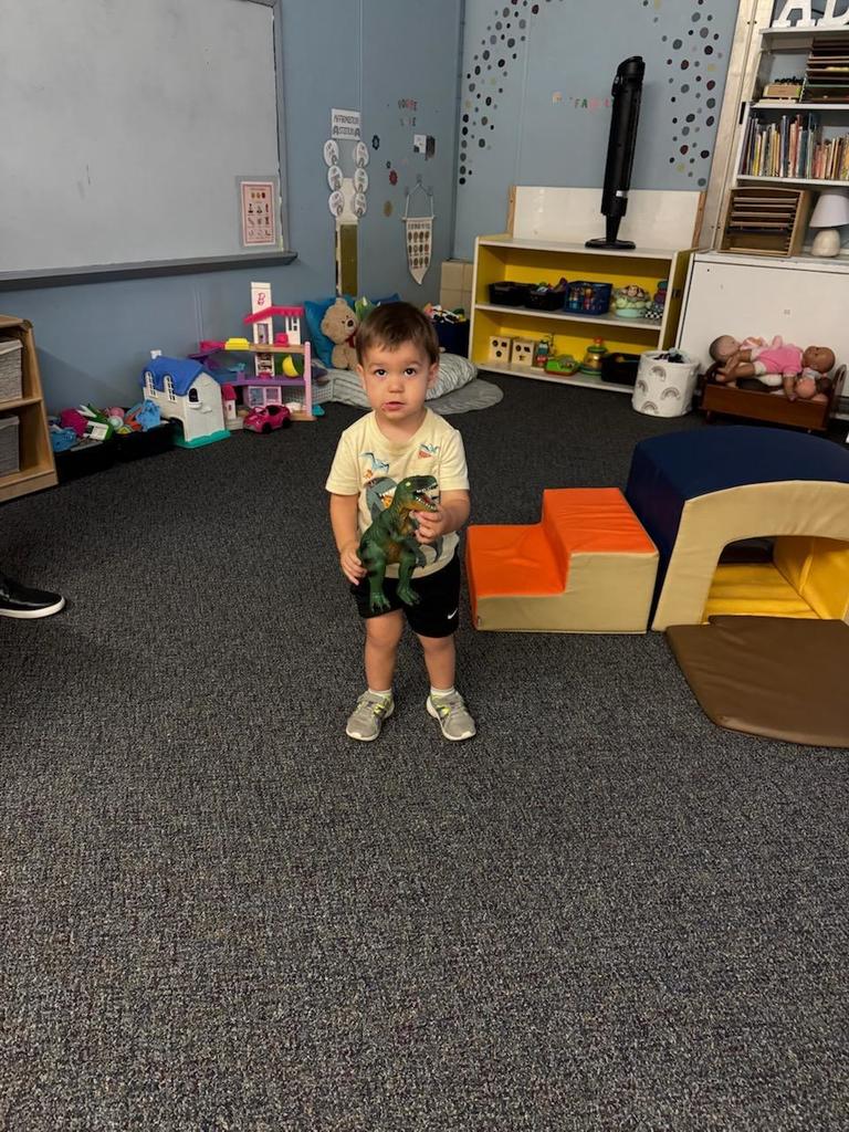 Student in his classroom.