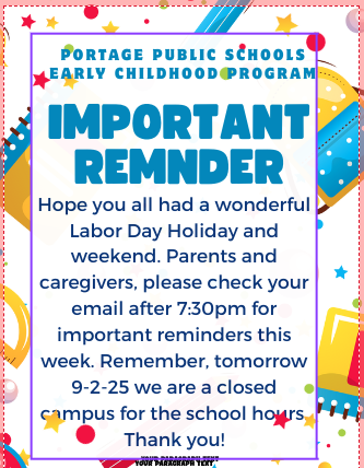 Announcement for families.